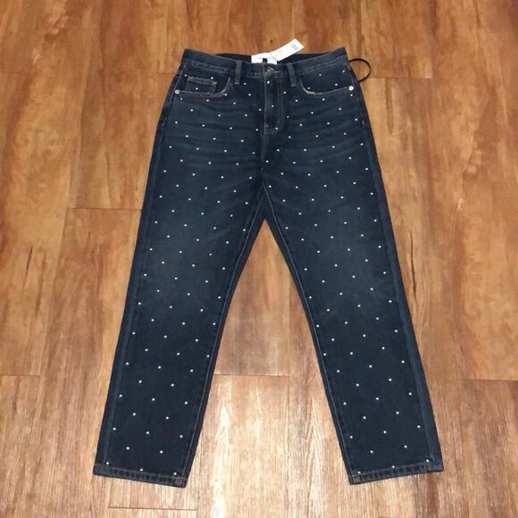 Current/Elliott Cropped Slim Studded Jeans Size 26 - Picture 1 of 5
